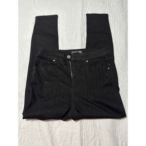 ONE5ONE Women Black Embellished Skinny Jeans Size 14 32